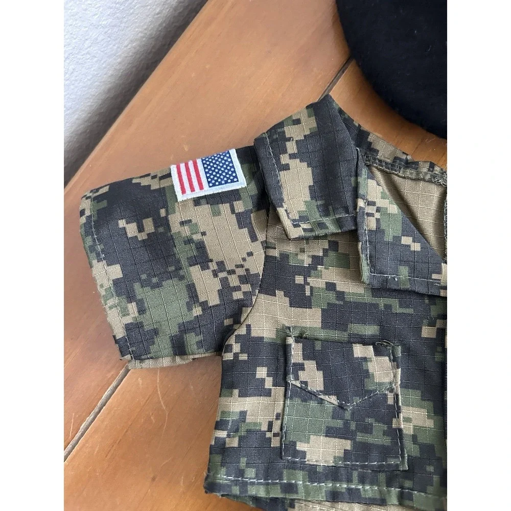 Build A Bear Camo Outfit With American Flag Patch Military‎ Beret